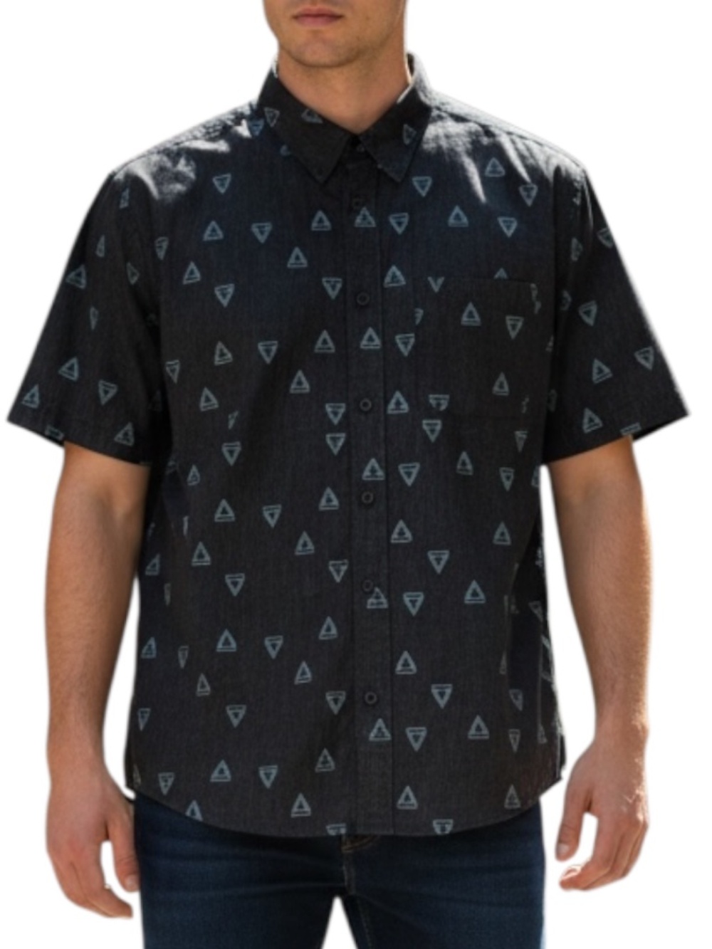 Ocean Current Teal Geometric Triangle Button Down Shirt Men's Large NWOT